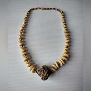 Vintage brass and possibly bone necklace